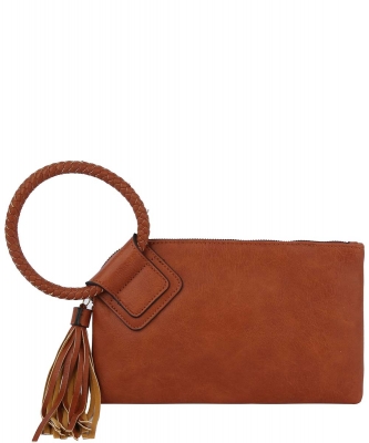 Fashion Handcufee Tassel Wristlet Clutch JYM-0346 BROWN